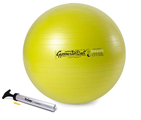 PEZZI - Gymnastikball Original Pezziball MAXAFE 65cm Ø mit Tonkey Handpumpe – Sitzball für Therapie, Sport & Büro - Universeller Trainingsball aus Flexton Silpower® belastbar bis 400 kg – Apfelgrün