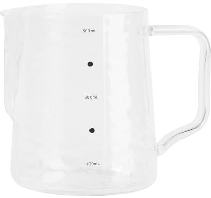 jojofuny Glas Messbecher 500ml Mischen Glas Becher mit Griff, Cups Messbecher für Espresso Dampfenden Messen Flüssigkeit Latte Kunst