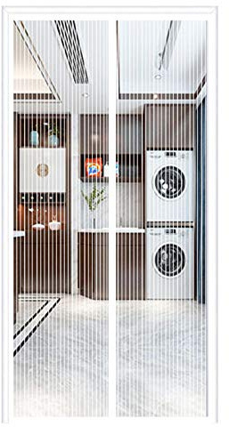 Moustiquaire de Porte Magnétique, Automatiquementfermé, Moustiquaire Porte sans Percer pour Couloirs, White, (33x90inch)85x230cm