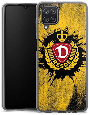 Slim Case kompatibel mit Samsung Galaxy A12 Silikon Handyhülle transparent Hülle extra dünn SG Dynamo Dresden Fußball Offizielles Lizenzprodukt