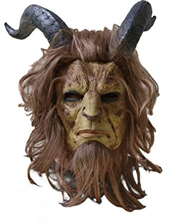 xiaowang Die Schöne und das Biest, Hahepo Halloween Maske mit Perücke Biest Hörnern Cosplay Partei Kopfbedeckung für Erwachsene Performance Requisiten Karneval Maske