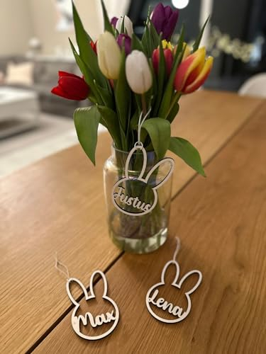 Osterdeko Osterhase mit Namen für Osterkorb oder zum Anhängen - personalisierbar -