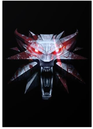Displate Offiziell Witcher MetallPoster Magnetische Befestigung Inklusive Lizenziert Bilder Hochwertiges Poster Witcher 3 - Wild Hunt Characters - Medallion - 45 cm x 32 cm