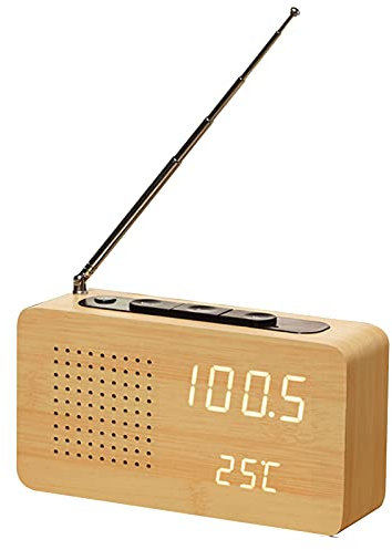 KOCAN Radio de Chevet rétro multifonctionnelle Radio-réveil en Bois Haute définition Grand écran Radio-réveil à Affichage numérique