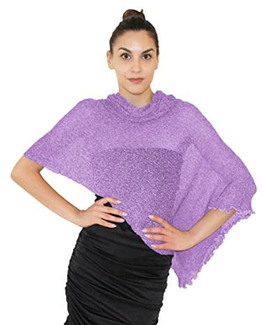 creazioni unique Poncho Coprispalle da Donna Elegante da Cerimonia o Sera - Poncho Donna Estivo e Primaverile in Rete di Viscosa Termica Profumato con Essenza di Fiore di Ciliegio(Lilla Scuro)