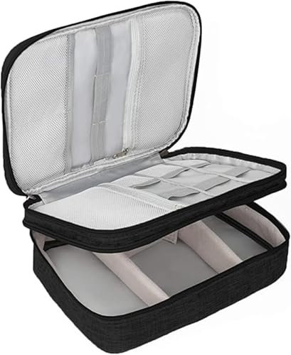 Reise Kabeltasche Elektronik Organizer Cable Organizer Bag 3 Layer Electronics Gadget Tasche Waterproof Tech Pouch für Kabel, Ladegerät, Powerbank, Tablet - Schwarze