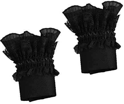 SUNTRADE Gilrs Damen-Armband, Spitze, Blumenmuster, Stretch-Armband, falsche Ärmel, Handgelenkmanschetten, Schwarz , 85