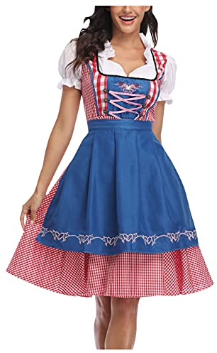 KBOPLEMQ Abito Tradizionale Dirndl Da Donna, Costume Bavarese per Feste Di Carnevale, Birreria, Costume Tedesco