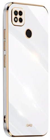 EASSGU [Cadre Galvanisé Coque pour Redmi 9C / Redmi 9C NFC/Redmi 10A (6.53 inches) Etui de Protection en Silicone TPU - Blanc