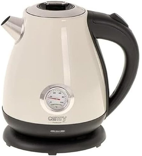 ADLER Camry Elektrischer Wasserkocher mit Thermometer, 2200W, 1.7L, Creme