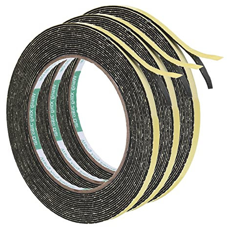 PATIKIL 16,4'/5m Meteo Rimozione Sigillo, 3 Rotolo 5mm Largo 1mm Spessore EVA Schiuma Nastro Auto Adesivo Striscia per Porta Finestra Isolamento