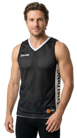 Spalding Herren Basketball Tank Top Schwarz Weiß M Mehrfarbiges Design Reversibel Ärmellos Lockere Passform Herbst/Winter