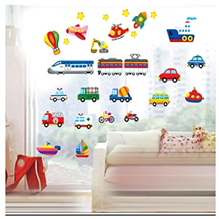 esmen Wandspiegelaufkleber Cartoon Trucks Cars Wandaufkleber Kinderzimmer Wandtattoos Tapete Home Decor Wandbild Aufkleber für Kinderzimmer Schlafzimmer Wohnzimmer-Schlafzimmer-Dekor