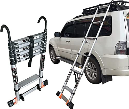 5m/4m/3m/2m Telescoping Ladder for RV/Roof Top Tent/Attic, Aluminum Extension s with Detachable Hook & Stabiliser Bar, Loads 200kg (Size : 5.1m/16.5ft) Full of stars