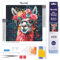 Figured'Art Mini Diamond Painting Erwachsene 25x25cm Ganze Leinwand gerollt Fantasie Lama mit Blumen 5D Bilder Runde Steine - DIY Set Basteln