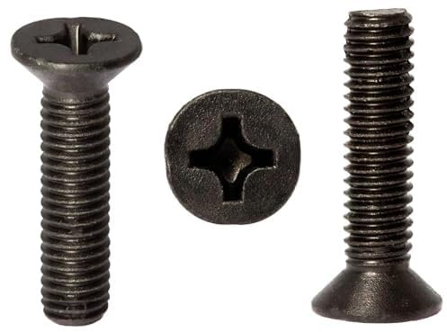 Tornillos avellanados Phillips de zinc negro M8 (8 mm x 30 mm), cabeza plana métrica, acero totalmente roscado, DIN 965 (paquete de 20)