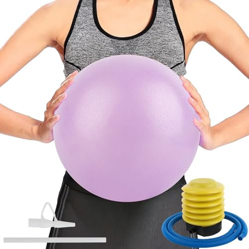 RISVOWO Gymnastikball, Pilates Ball Klein mit Pumpe, 25cm Non-Slip Pilatesball, Soft Pilates Hüpfball, Gymnastikbälle für Yoga, Pilates, Balance, Stretching und Core-Fitness (Lila)