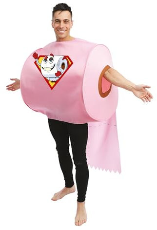 P’TIT CLOWN - 23393 - Déguisement Adulte Super PQ - Costume Rouleau de Papier Toilette Unisexe - Tunique Décalé - Pour EVG, EVJF, Carnaval, Halloween, Fête Costumée - Polyester -Taille Unique - Rose