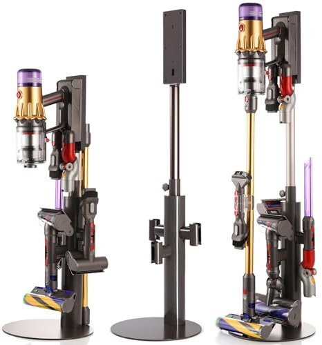 Arondson Vacuum Stand Holder, Height Adjustable Stand for Dyson V15 Detect V12 V11 V10 V8 V7, Aluminum Storage Standing Dock for 8 Accessories, ASS001