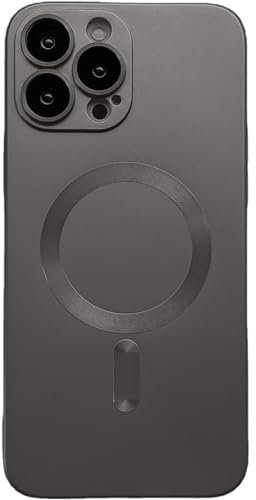 MarieLou Berlin I Metallic Effekt Hülle I iPhone 14 I Pro I Max I Kameraschutz I Flexibles TPU-Gel I Antigelb I kompatibel mit Apple MagSafe (Grau, 14 Pro)