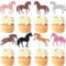 Xsstarmi 24 Pack Horse Cupcake Toppers Glitter Animal Horse Racing Cupcake Picks for Baby Shower Kids Birthday Equestrian Theme Party Cake Decorations Supplies Multi