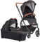 Gesslein Kinderwagen FX4 STYLE, Baby Erstausstattung (leichtes Kinderwagen Set mit Liege- und Sitzoption, individuell einstellbar, Fünf-Punkt-Sicherheitsgurt, Kinderwagen 3 in 1), Schwarz