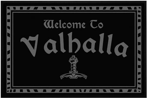 OM3® Fußmatte mit Spruch - Welcome to Valhalla Willkommen nordische Mythologie Wikinger I - rutschfest & waschbar - 60x40cm -