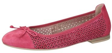 CAPRICE Damen Ballerinas aus Leder mit Lochmuster, Rosa (Pink Suede), 38 EU