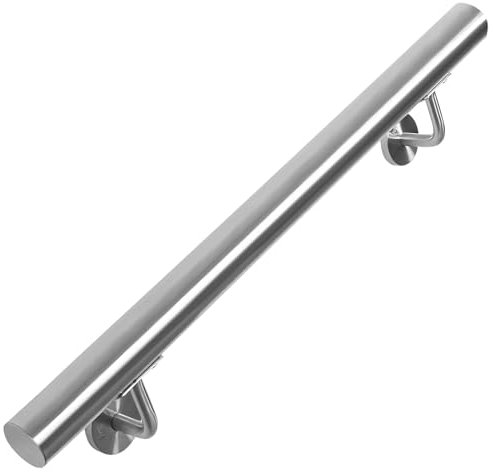 IBVIVIC Handlauf Edelstahl rund Ø 42 mm, Treppengeländer Wandhandlauf für Innen und Außen inkl Wandhalterung und Endkappen 50 cm