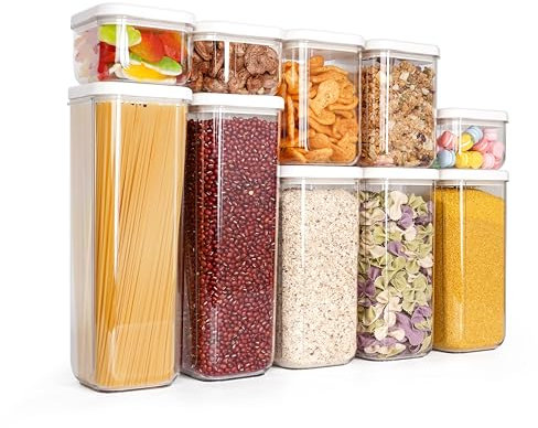 ILO EXOTIC ® Vorratsdosen -Aufbewahrungsbox für trockenwaren - Küche Organizer mit Deckel - Luftdicht - 10er Vorratsbehälter Set -Vorratsdosen für Gewürze Müsli Kaffeebohnen Cornflakes Spaghetti