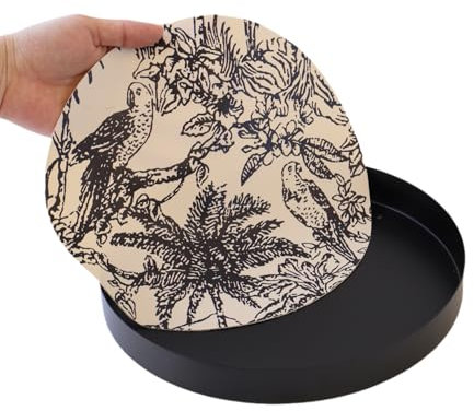 HARLIANGXY Vassoio per Profumi con Cuscino in Pelle, Vassoio per Cosmetici Rotondo, Vassoio Decorativo, Vassoio Organizzatore per il Trucco, Vassoio per il Soggiorno, La scrivania, Il bagno, 25CM