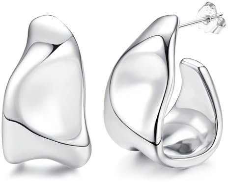 Adramata Silber 925 Creolen 14K Vergoldete Hängende Hypoallergene Offene Gold-Tropfen Chunky Statement Ohrringe für Damen - Goldschmuck Geschenke