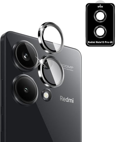 QULLOO para Xiaomi Redmi Note 13 Pro 4G Protector de Lente de Cámara, Cristal Vidrio Templado 9H Individuo Metal Cámara Trasera Protector Camara, 1 Juego (Negro Espacial)