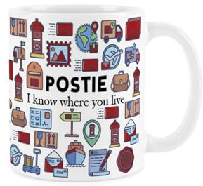 Purely Home Postie Mug - Humorous Postman/Postwoman Funny Novelty Gift - Tea/Coffee Hot Drinks White Ceramic Cup Present