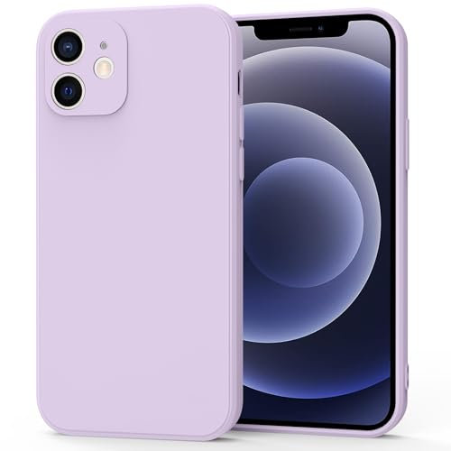 Wanme Silikon Hülle für iPhone 12 Handyhülle (6,1”), Rundum Schützende Schutzhülle, Staubdicht, Schmutzabweisend, Hochwertige & Preisgünstige Cases für iPhone 12 6,1 Zoll, Gras Lila