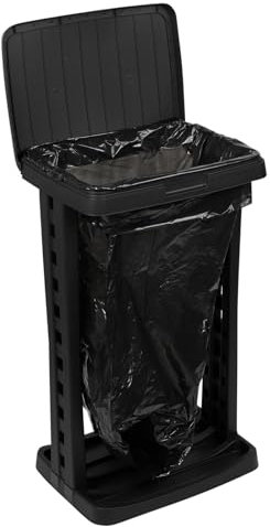 URBNLIVING 60L Reusable Garbage Bin Bag with Lid, Recyclable Waste Disposal Sack Liner, Durable Heavy-Duty Holder for Home, Office, Outdoor, Large Capacity