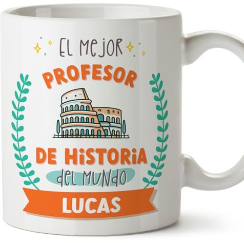 MUGFFINS Tazas Personalizadas para PROFESOR DE HISTORIA hombre - En Español - Mejor del mundo - Con dibujo - 11 oz / 330 ml - Regalo Personalizable original y divertido