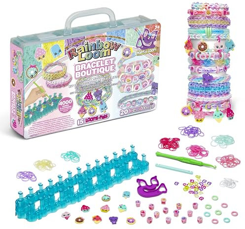 Bandai - Rainbow Loom Boutique – Automatisches Set zur Herstellung von Armbändern aus Gummibändern - Kreatives Hobby - Enthält 4000 Gummibänder, Haken - Spielzeug für Kinder ab 7 Jahren - CD0186