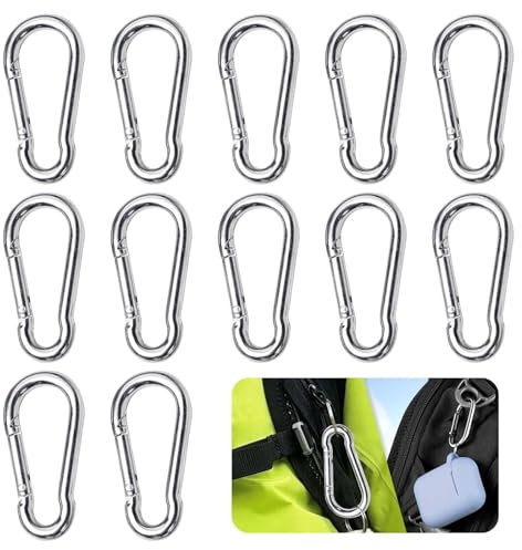 20 Pièces Mousqueton INOX,Argent Mousqueton Escalade,Petit à Ressort Porte-Clés,Mousquetons Charge Maximale de 36 KG pour Sac à Dos Laisse Chien Camping Pêche Voyage