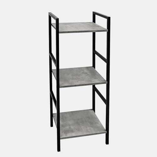 OHS Shelving Unit 3 Tiers, Office Storage Unit Standing Shelves for Living Room Bathroom Bedroom Kitchen Home Narrow Bookshelf, Grey - 80 x 30 x 24cm