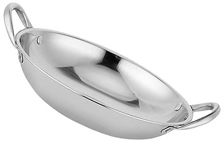 LAPYAPPE Wok De Acero Inoxidable Para Cocinar y Fondue Utensilio De Cocina Con Doble Asa Para Salteados y Comidas Familiares