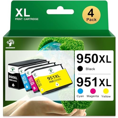 GREENSKY 950 XL 951XL Multipack Remanufactured für HP 950XL HP 951XL Multipack für HP Officejet Pro 8620 8600 Patronen für HP Officejet Pro 8610 8615 8100 276DW (4er Pack)