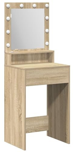 vidaXL Schminktisch mit LED-Leuchten Sonoma Eiche, 50x41x135 cm