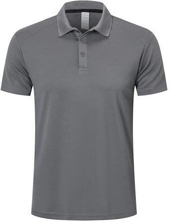 ZENGVEE 1 Pack Men's Polo Shirts Golf Polo for Men Adult Quick Dry Breathable Workout Shirts Short Sleeve Tshirts Moisture Wicking Sport Top T-Shirts(0428-1-Grey-L)