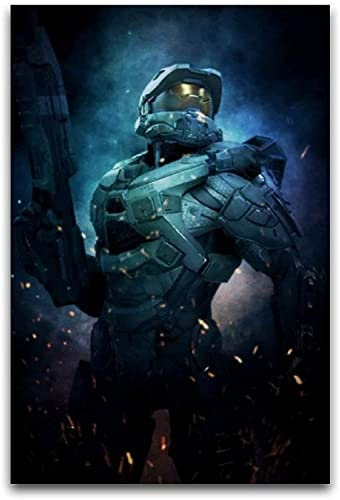 WHOPD Leinwandbild Master Chief< Leinwand Wall Art Wohnzimmer Poster Schlafzimmer Decor Painting ohne Rahmen (60 x 90 cm, ohne Rahmen)