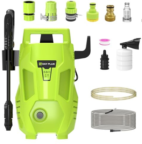 Power Washer Car Pressure Washer with 5.5m Cable Cord, Lightweight 110W Jet Washers with Adjustable Nozzle, Foam Pot, 7m Outlet hose, 55Bar, Easy to Operate for Car, Patio, Garden