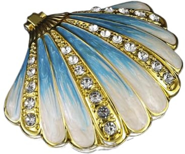 MOUMOUTEN Boîte à bijoux en forme de coquillage en métal et verre | Petite figurine de coquillage - Centre de table de collection pour boucles d'oreilles, bagues, colliers