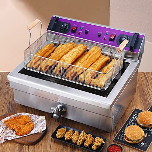 HPTHLY Friteuse À Gaz Électrique Professionnelle en Acier Inoxydable avec Panier Amovible Et Chauffage Professionnel pour Monocylindre,Style1