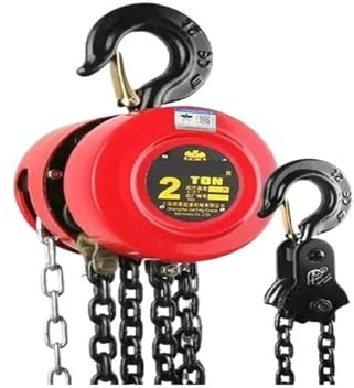 DIKKAC Type 1-10 Ton 1.5-9 Meters Manual Ratchet Winch, Lifting Crane Block Hand Chain Hoist(Red 5 Ton,3M)