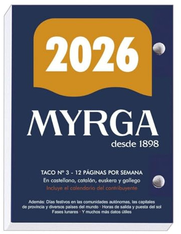 MYRGA - Taco Calendario 2026 Nº 3 Blanco